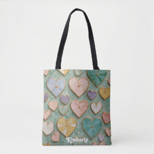 Mosaic Love: Pastel Hearts Tote Bag