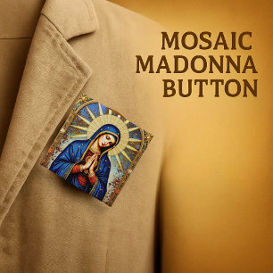 Mosaic Madonna 15 Cm Square Badge