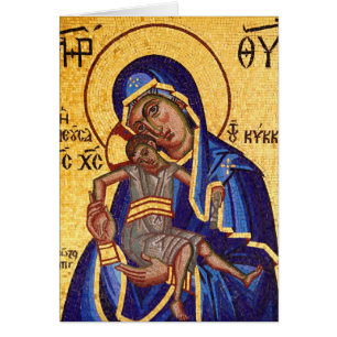 Mosaic Madonna & Child Icon, Blank Inside