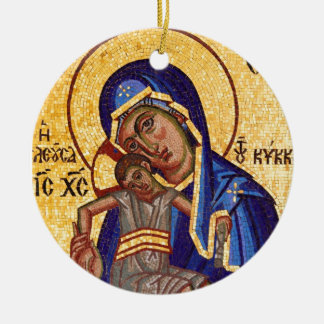 Mosaic Madonna & Child Icon Ceramic Tree Decoration