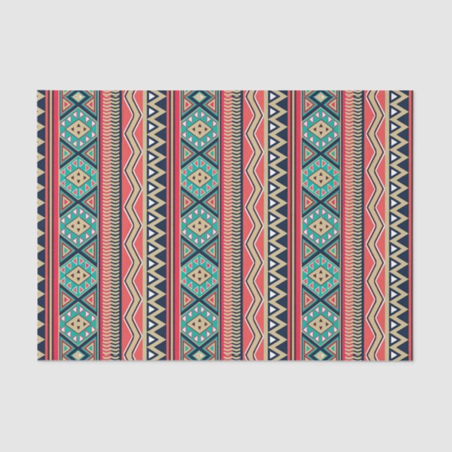 Mosaic Magic Tribal Stripe Pattern Tissue Paper (Front)