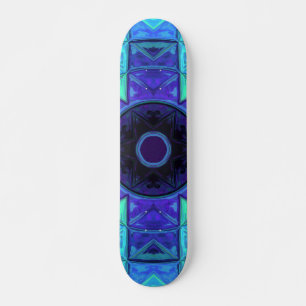 Mosaic Mandala Blue and Purple Skateboard