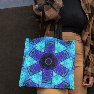 Mosaic Mandala Blue and Purple Tote Bag