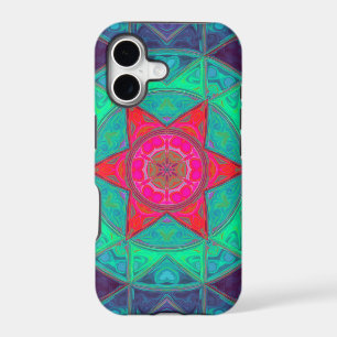 Mosaic Mandala Blue Green and Red
