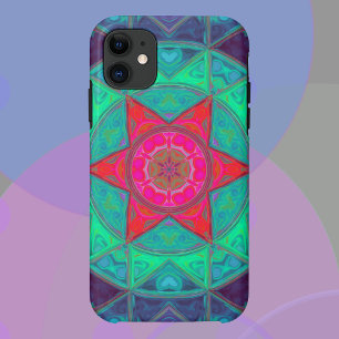 Mosaic Mandala Blue Green and Red iPhone 11 Case