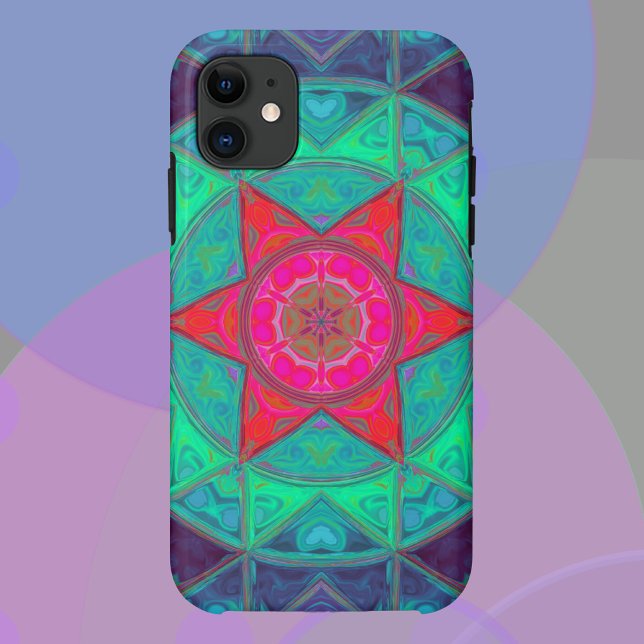 Mosaic Mandala Blue Green and Red Case-Mate iPhone Case (Creator Uploaded)