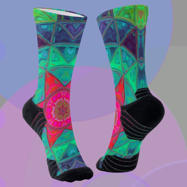 Mosaic Mandala Blue Green and Red Socks (Creator Uploaded)
