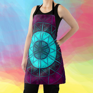 Mosaic Mandala Flower Blue and Purple Apron