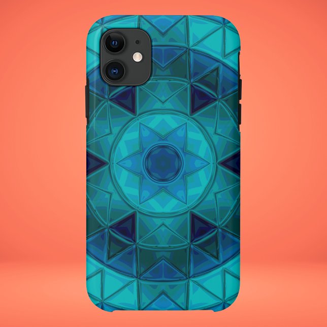 Mosaic Mandala Flower Blue Case-Mate iPhone Case (Creator Uploaded)