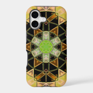 Mosaic Mandala Flower Green Yellow and Black
