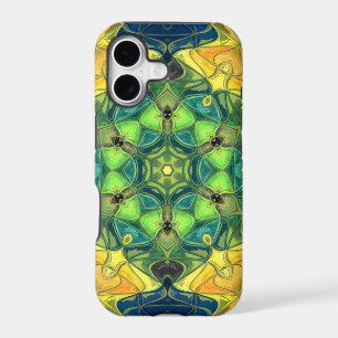 Mosaic Mandala Flower Green Yellow and Blue