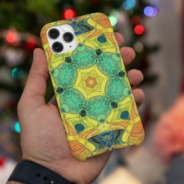 Mosaic Mandala Flower Green Yellow Blue and Orange Case-Mate iPhone Case (Creator Uploaded)