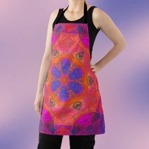 Mosaic Mandala Flower Orange Purple and Pink Apron