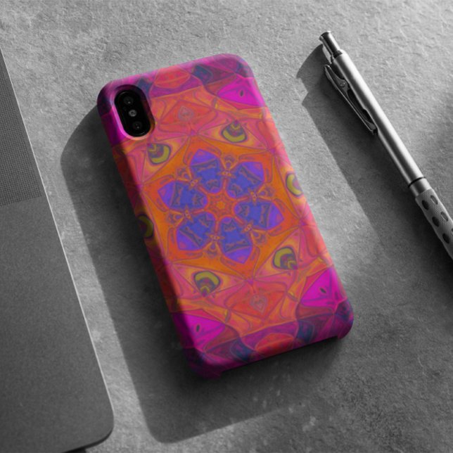 Mosaic Mandala Flower Orange Purple and Pink Case-Mate iPhone Case (Creator Uploaded)