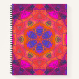 Mosaic Mandala Flower Orange Purple and Pink Notebook