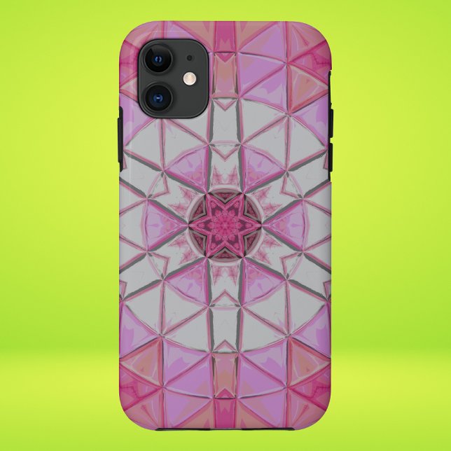 Mosaic Mandala Flower Pink and White Case-Mate iPhone Case (Creator Uploaded)