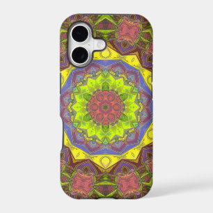 Mosaic Mandala Flower Pink Yellow and Green