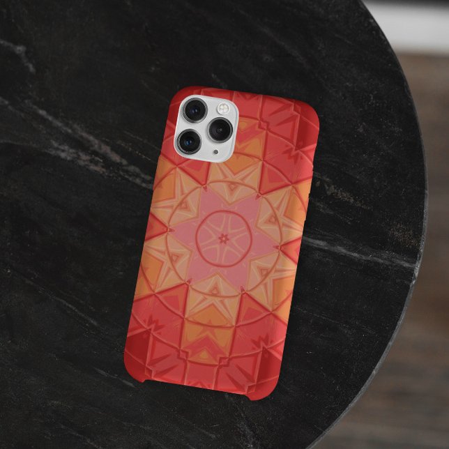Mosaic Mandala Flower Red and Orange Case-Mate iPhone Case (Creator Uploaded)