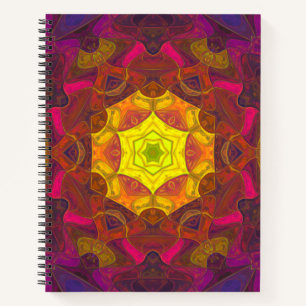 Mosaic Mandala Flower Yellow Pink and Purple Notebook