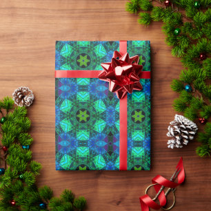 Mosaic Mandala Green and Blue Wrapping Paper
