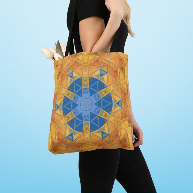 Mosaic Mandala Orange and Blue Tote Bag (Creator Uploaded)