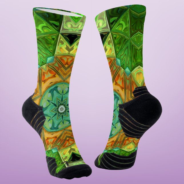 Mosaic Mandala Orange and Green Socks (Creator Uploaded)