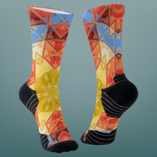 Mosaic Mandala Orange Blue and Yellow Socks