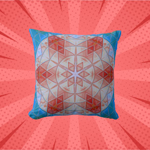 Mosaic Mandala Red White and Blue Cushion