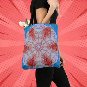 Mosaic Mandala Red White and Blue Tote Bag
