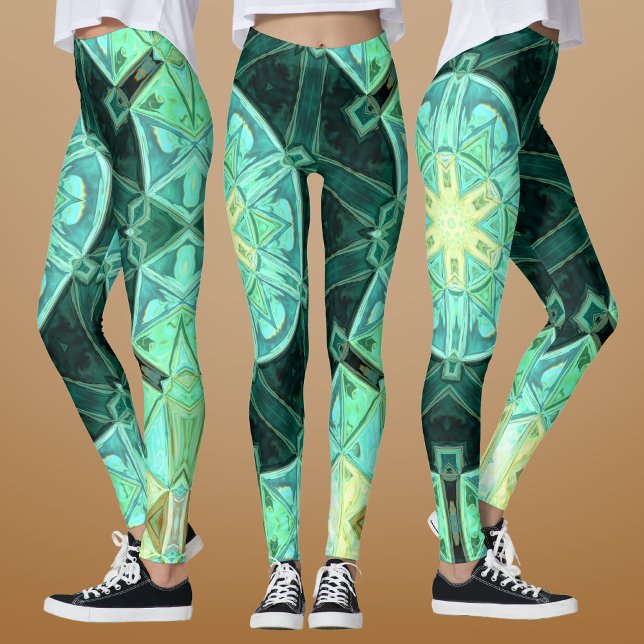 Mosaic Mandala Teal and Yellow Leggings (Creator Uploaded)