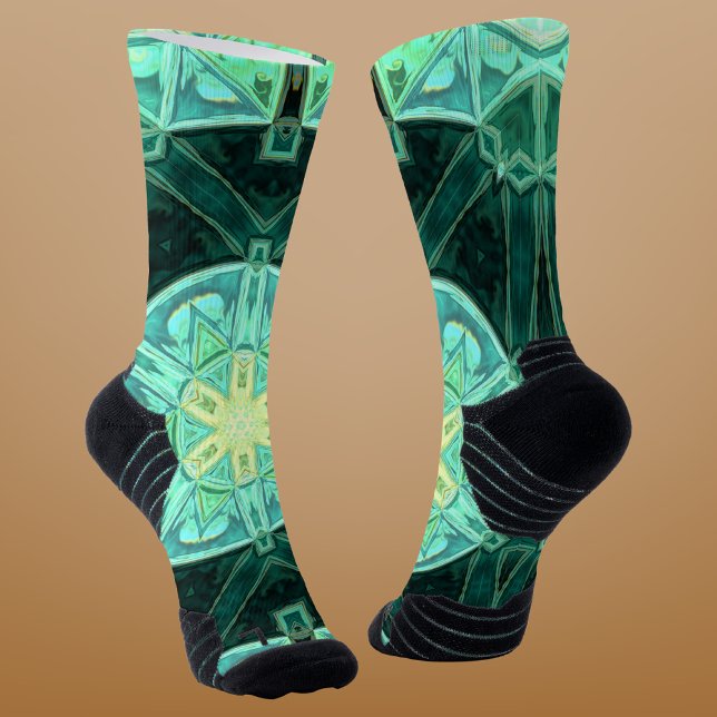 Mosaic Mandala Teal and Yellow Socks (Creator Uploaded)