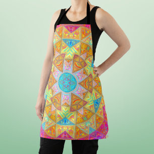Mosaic Mandala Yellow Pink and Blue Apron