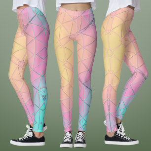 Mosaic Mandala Yellow Pink and Blue Leggings
