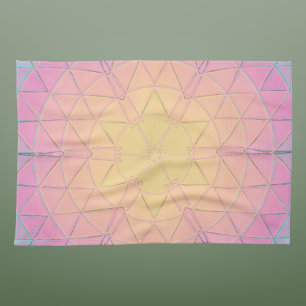 Mosaic Mandala Yellow Pink and Blue Tea Towel