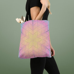 Mosaic Mandala Yellow Pink and Blue Tote Bag