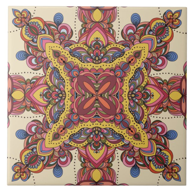 Mosaic Mandela Design #5  Ceramic Tile (Front)