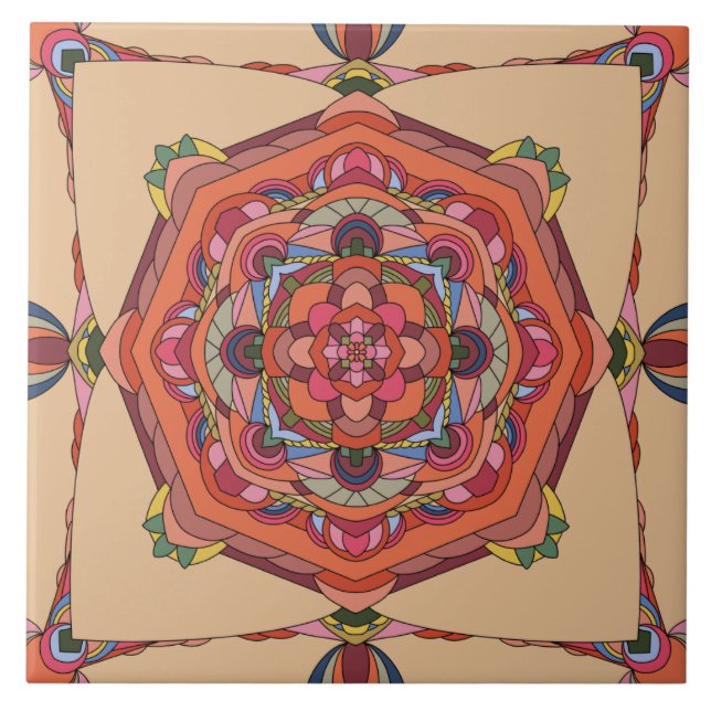 Mosaic Mandela Design #6 Ceramic Tile (Front)