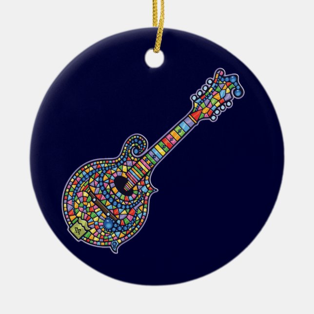 Mosaic Mandolin Ceramic Tree Decoration (Front)