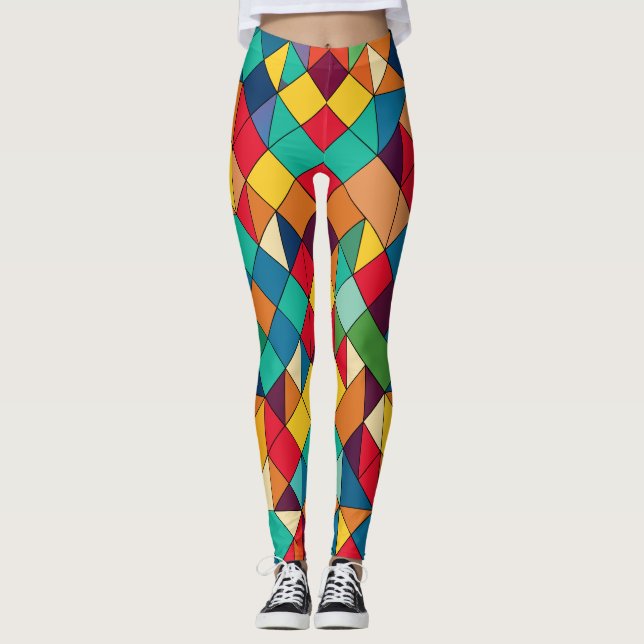 Mosaic Masters: Art-Inspired Pattern Leggings (Front)
