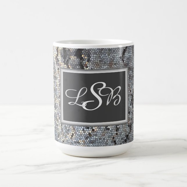 Mosaic Masuline Colour Tile Pattern Monogram Coffee Mug (Center)