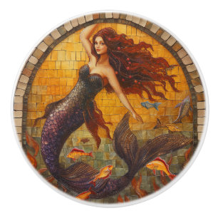 Mosaic Mermaid Ceramic Knob