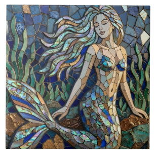 Mosaic Mermaid Ceramic Tile