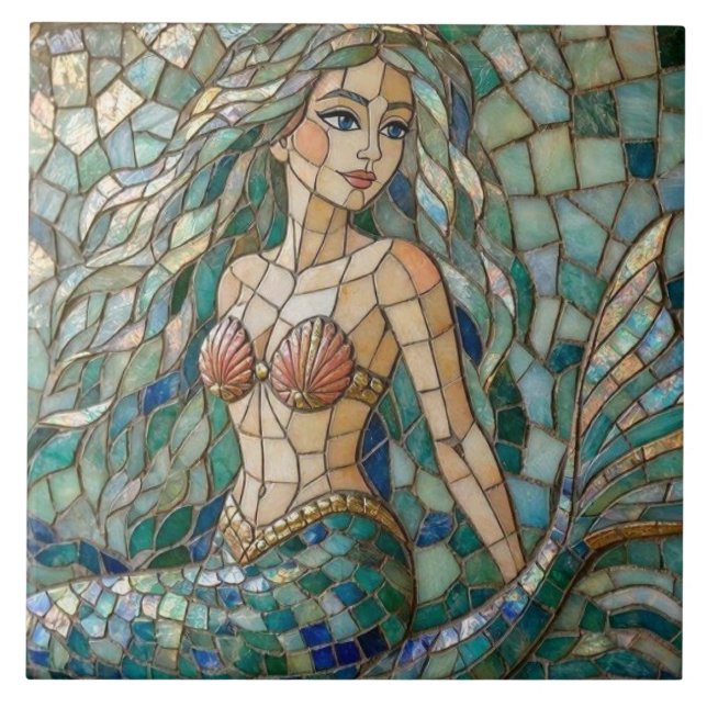 Mosaic Mermaid Ceramic Tile (Front)