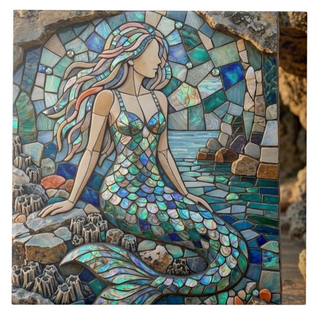 Mosaic Mermaid Ceramic Tile (Front)