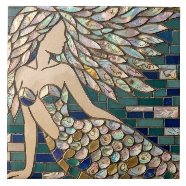 Mosaic Mermaid Ceramic Tile (Front)