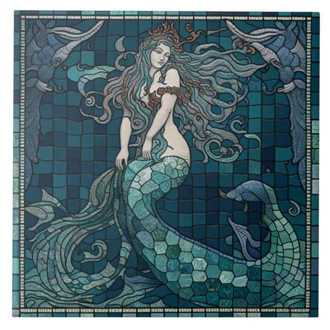 Mosaic Mermaid Ceramic Tile (Front)