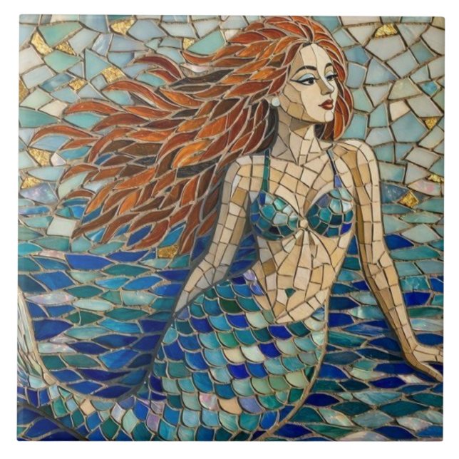 Mosaic Mermaid Ceramic Tile (Front)