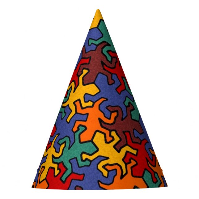 Mosaic Mirror Geckos Pattern - earth coloured Party Hat (Front)