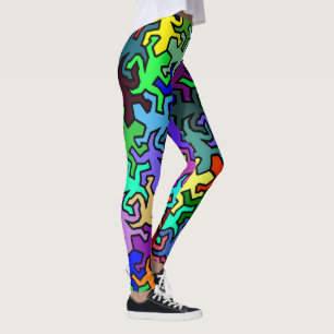 Mosaic Mirror Geckos Pattern - multi coloured Leggings