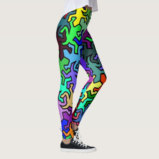 Mosaic Mirror Geckos Pattern - multi coloured Leggings (Right)